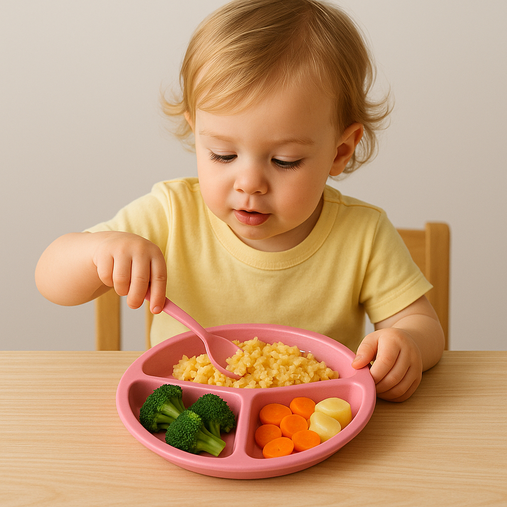 kit Prato Infantil Rosa 3 Divisórias Com Colher – Plástico Resistente Para Alimentação em Oferta na Shopee