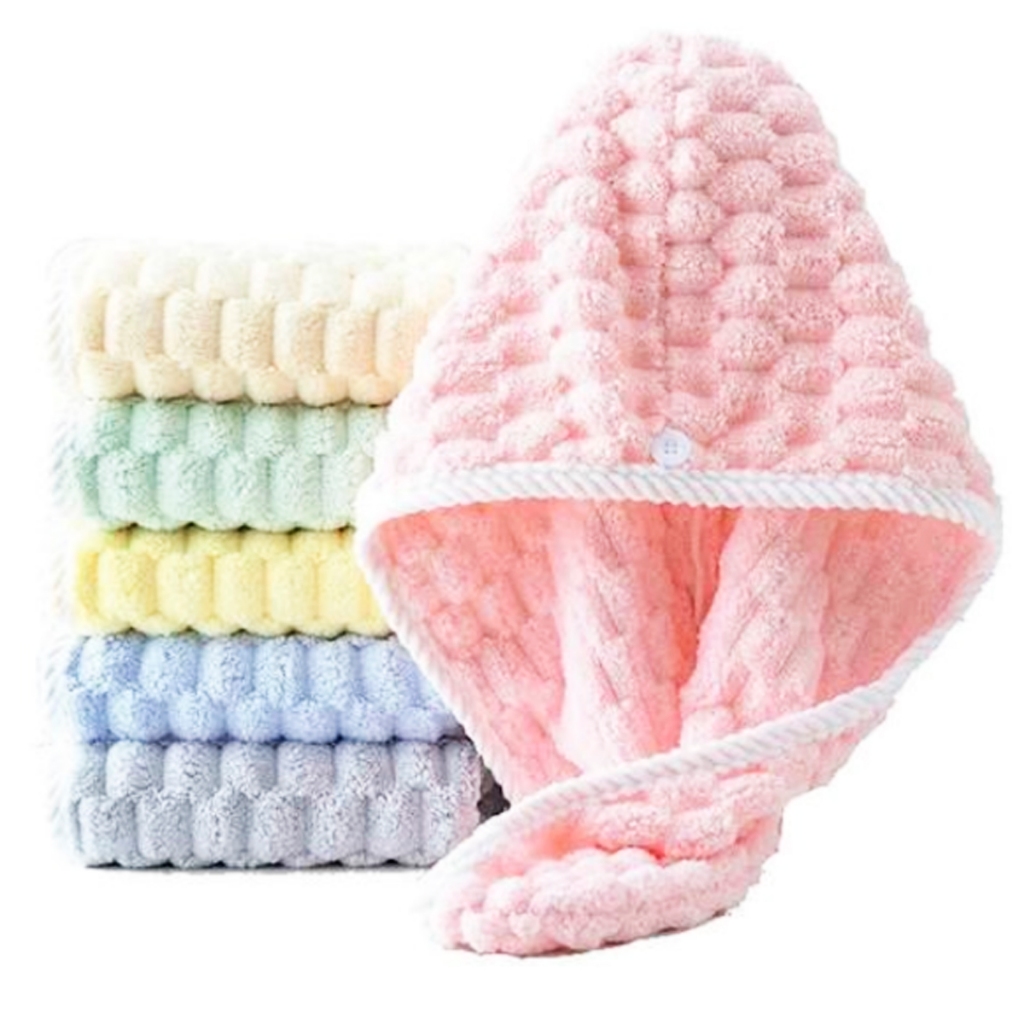Kit com 4 Toalhas De Cabelo Banho Felpuda Premium Toca Turbante em Microfibra Super Macia Alta Absorção