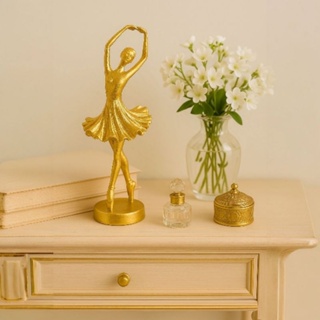 Estatueta Estátua Escultura enfeite Bailarina dourada em resina com braços elevados Balé estúdio dança luxo Decoração em Oferta na Shopee