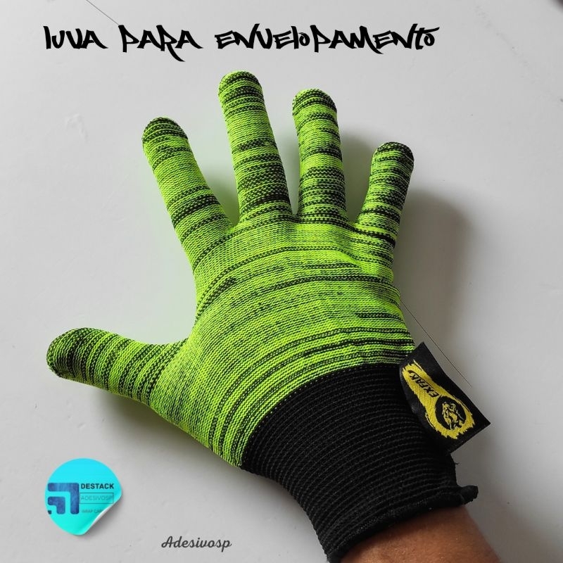 LUVA PARA ENVELOPAMENTO VERDE E PRETA EXFAK "P.