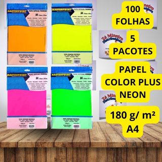 Papel Neon 180g A4 Masterprint Offset Artesanato Criativo Colorplus Cores Variadas em Oferta na Shopee