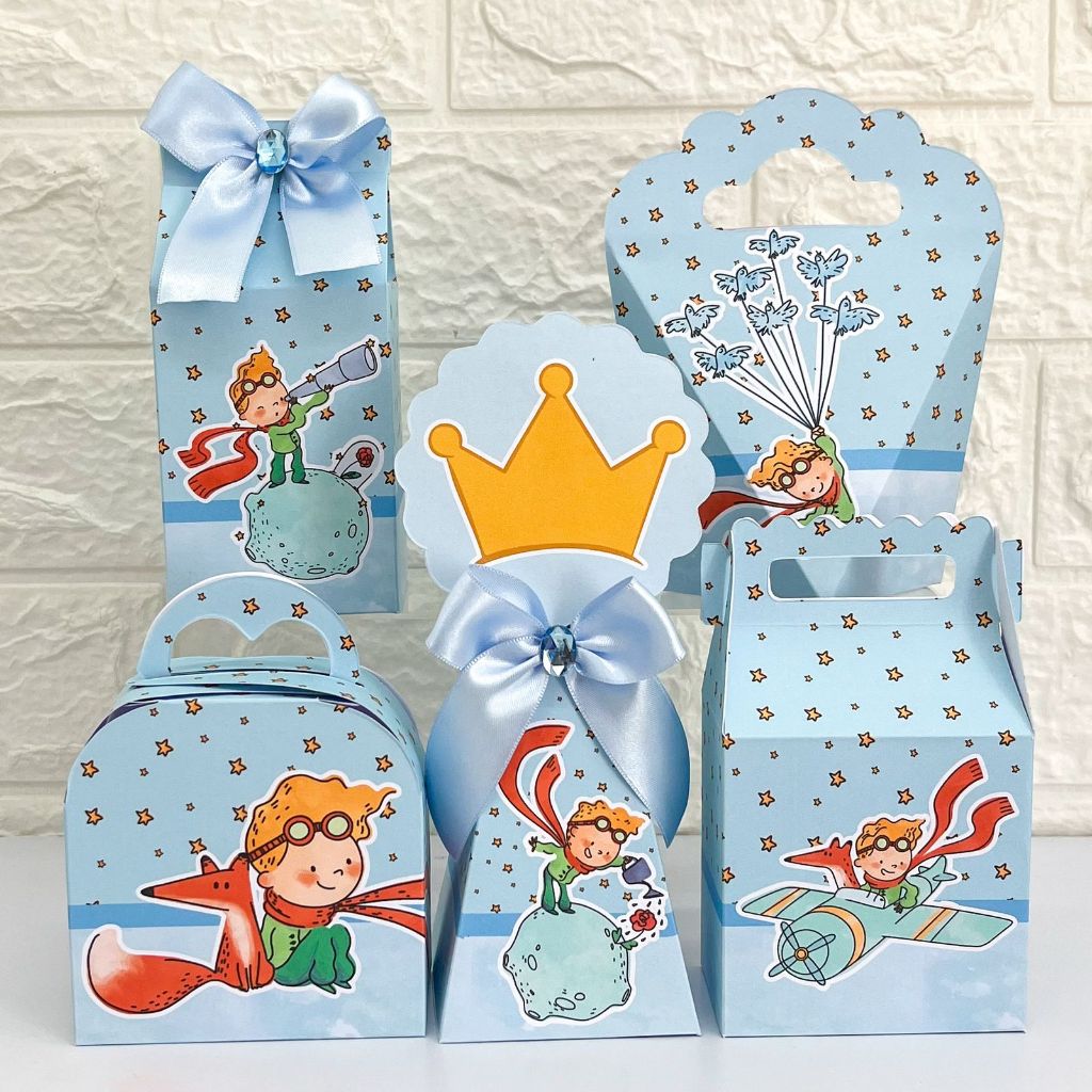 Kit Festa Pequeno Príncipe Loiro Caixas Personalizada Pegue e Monte Decoração de Festa Lembrancinha