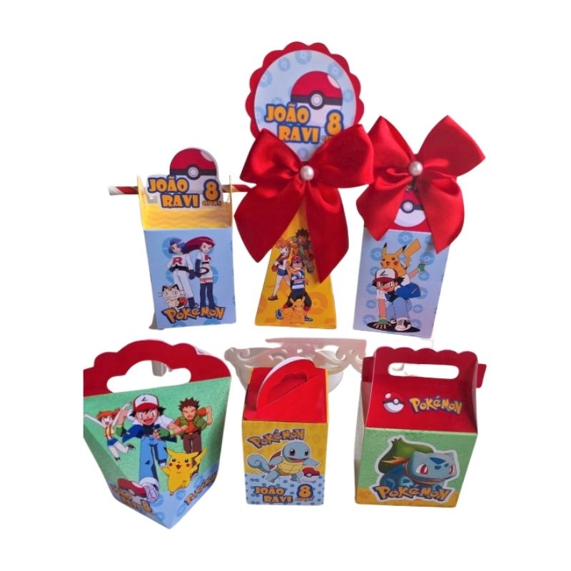 Kit caixinhas Personalizadas, lembrancinhas de festa aniversário MESVERSÁRIO PEGUE E MONTE - POKEMON