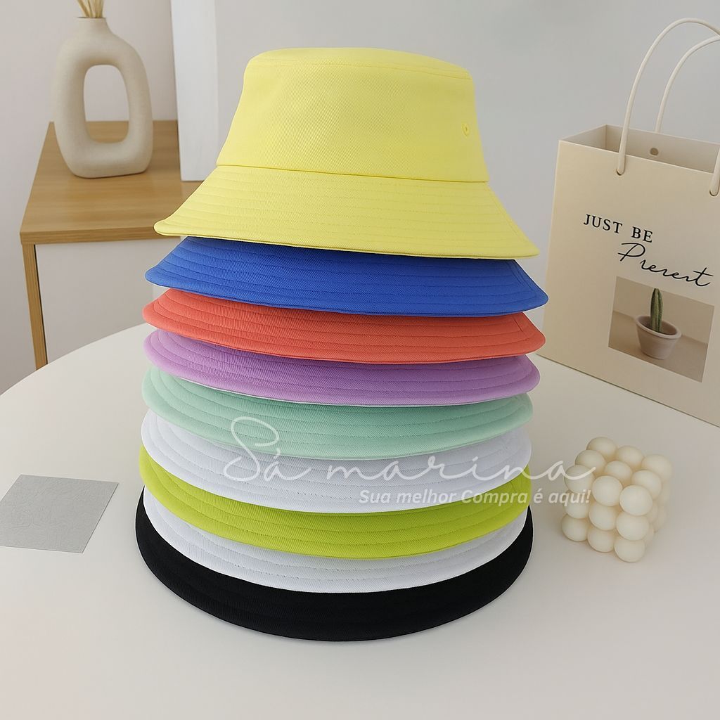 Kit 10 Bucket Adulto Ou Infantil Boné Liso Varias Cores em Oferta na Shopee