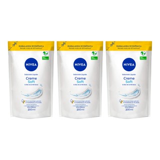 KIT NIVEA Sabonete Líquido Refil Creme Soft 200ml - 3 Unidades