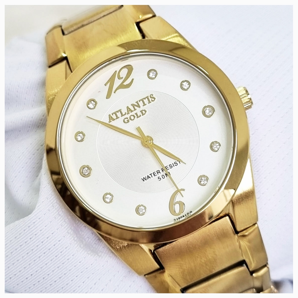 Atlantis Original Relógio Dourado Modelos Exclusivo Gold e Caixinha Preta