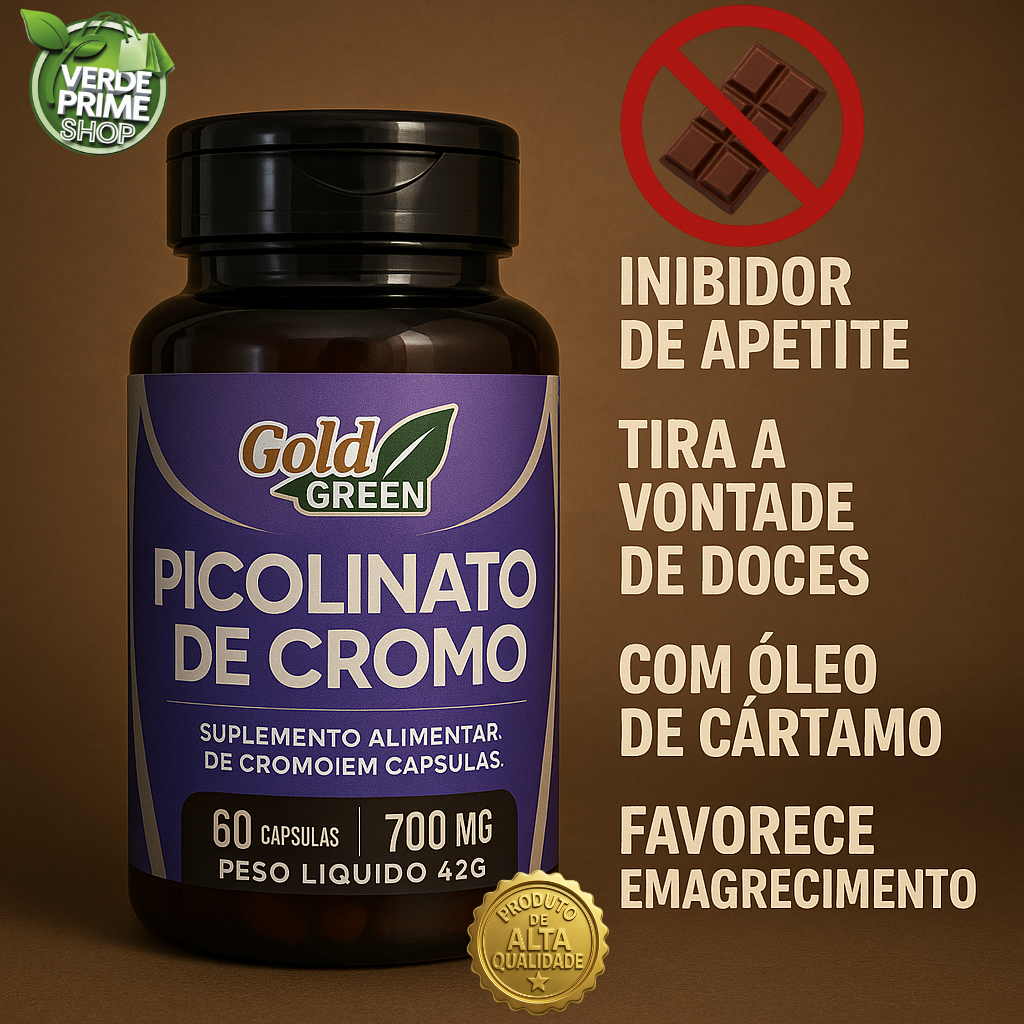 Picolinato de Cromo - Anti Compulsão alimentar e inibidor de Apetite - 60 Cápsulas