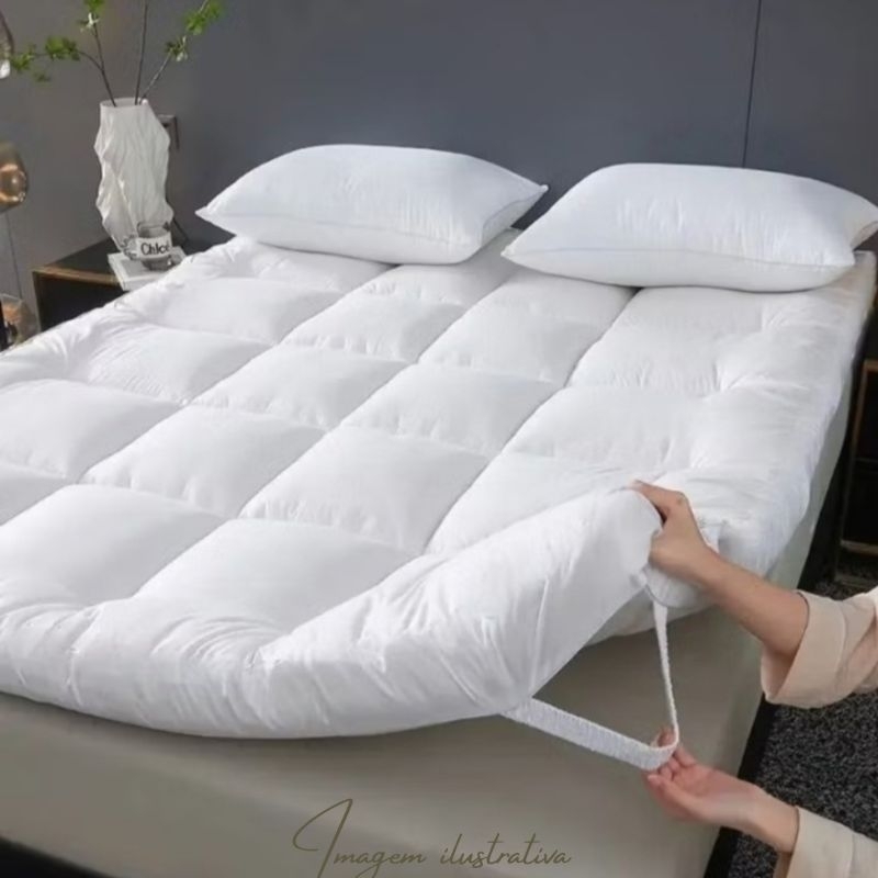 Pillow top cama casal box protetor de colchão toque aveludado.