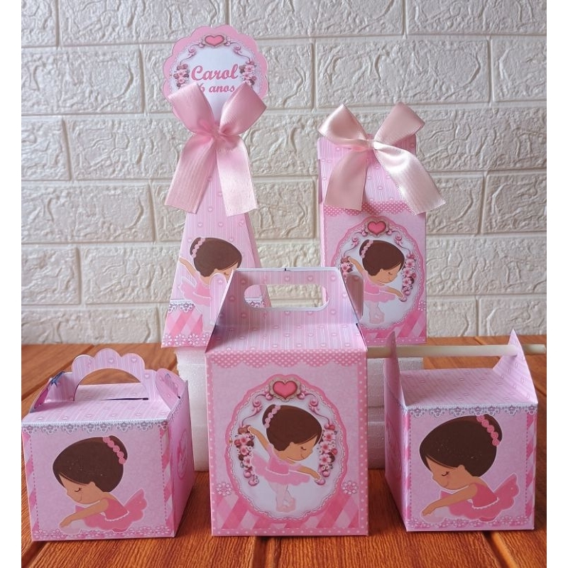 PEGUE E MONTE - Caixinhas Personalizadas Bailarina para aniversário/kit Caixinhas Lembrancinhas/ Festa Papelaria