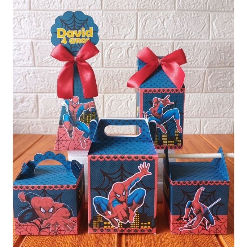 PEGUE E MONTE - Caixinhas Personalizadas Homem Aranha para aniversário/ Kit Caixinhas Lembrancinhas/ Festa Papelaria