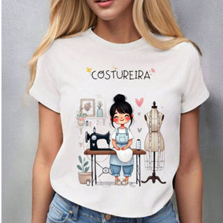Blusa, CAMISETA UNISSEX , tshirt feminina CASUAL PROFISSÃO COSTUREIRA, ADULTA E INFANTIL, MODA plus size em Oferta na Shopee