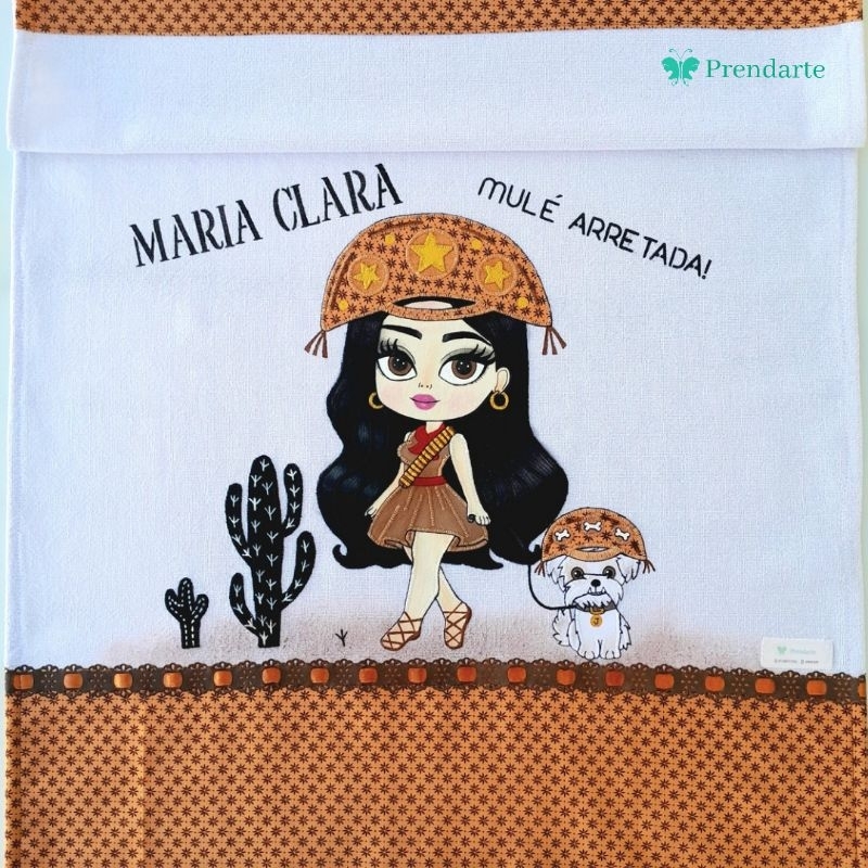 Pano de prato personalizado Nordestina - Cangaceira 🌵 Mulé arretada! - Decoração Nordestina
