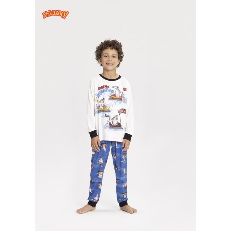 Pijama Infanto Juvenil Masculino Mangas Longas e Calça  Alakazoo em Algodão 4,6,8 e 19  anos