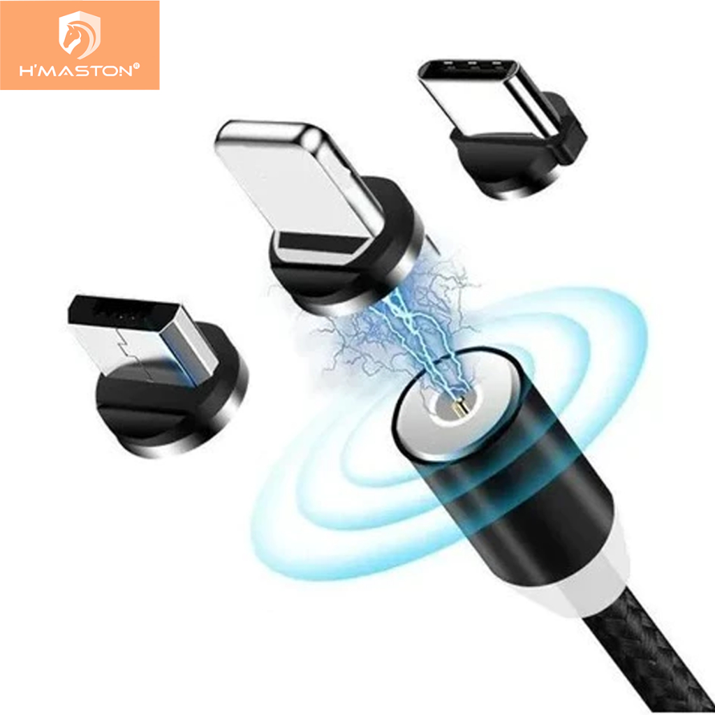 H'maston SJX01 Cabo USB Magnético Para Celular Qualquer Entrada 3 Em 1 Universal Vem 1 Metro