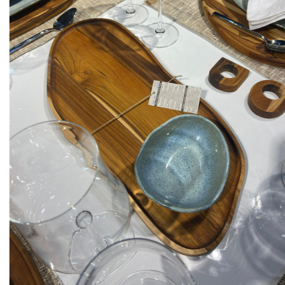 Tábua Orgânica Servir Centro de Mesa Frios Decorar Cozinha – Madeira de Teca 50x24x2cm em Oferta na Shopee