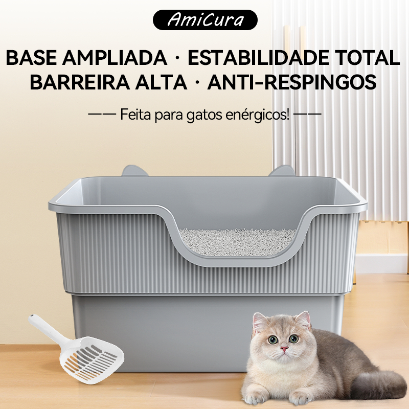 🔥Envio 24h🔥Caixa de areia alta para gato grande Gigante Bandeja Areia Gato Caixa de areia para gatos semifechada em Oferta na Shopee