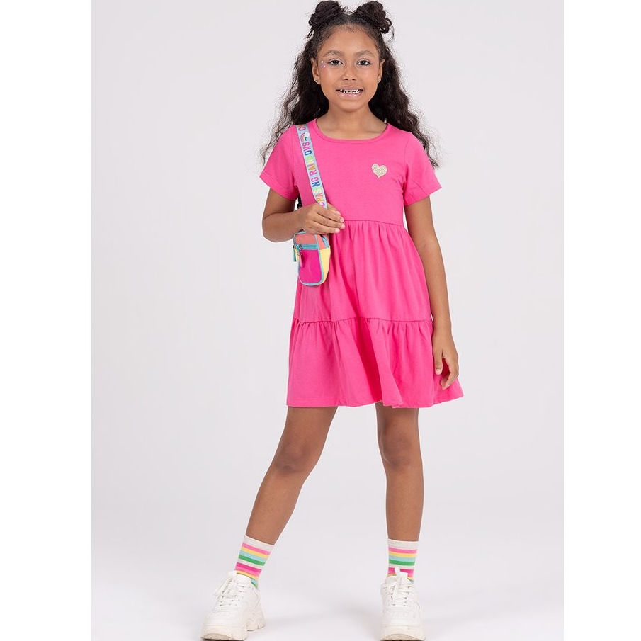 Vestido Infantil Aplique Termocolante Rosa