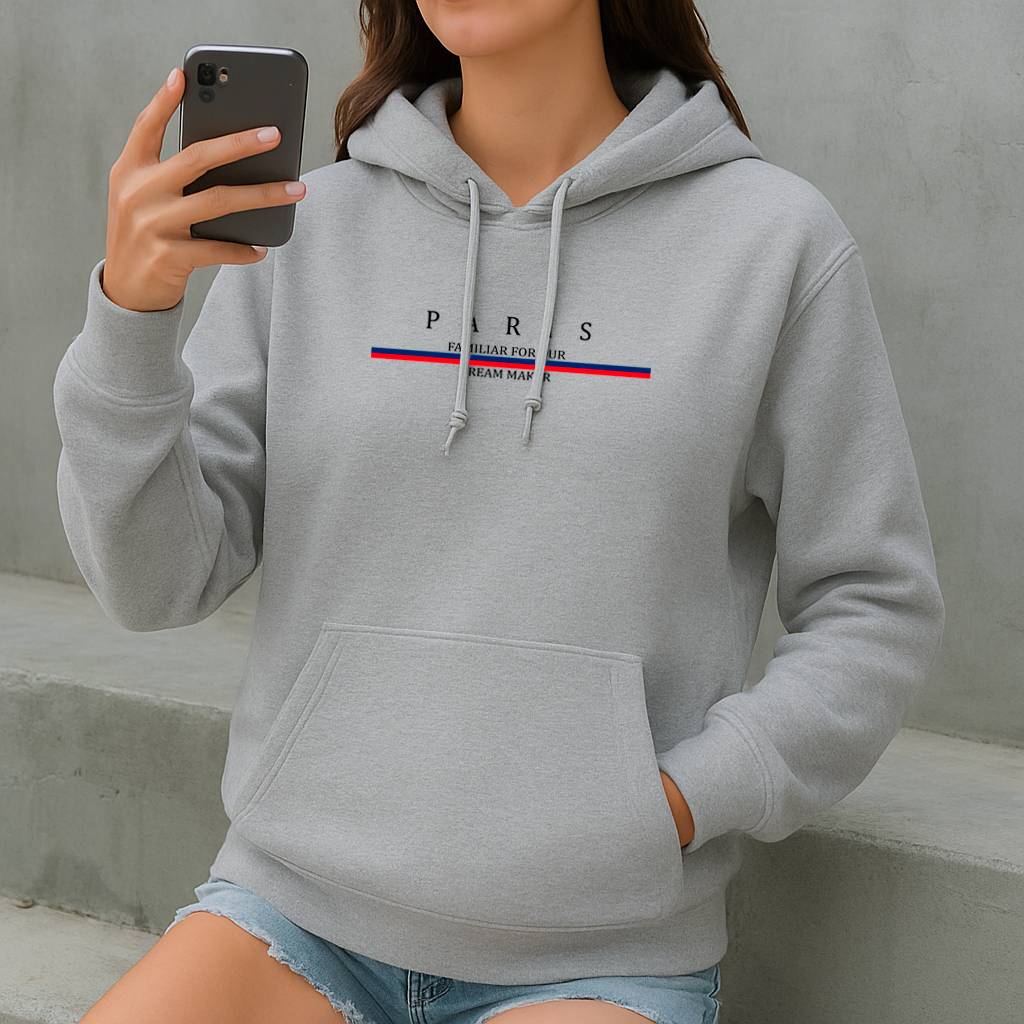 Moletom Canguru Unissex Estampado Capuz Bolso Flanelado Premium Inverno Streetwear Paris Feminino