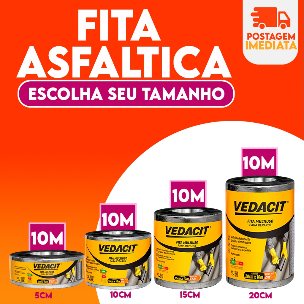 Fita Manta Asfaltica Adesiva Telhados Vedacit Reparo Em Telhados - Escolha seu Tamanho