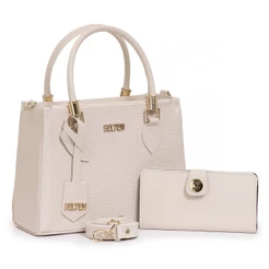 Kit Bolsa Creme Tiracolo E Transversal Com Carteira Feminina Selten