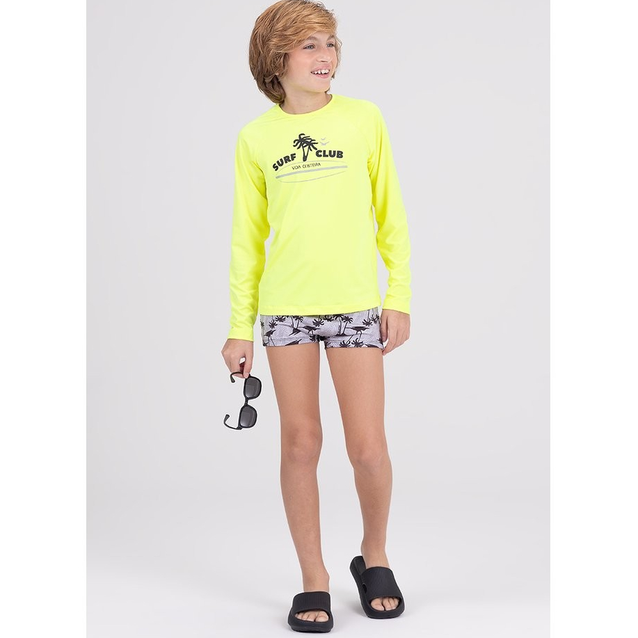 Conjunto Infantil Manga Longa UV 50+ Surf Club Amarelo em Oferta na Shopee
