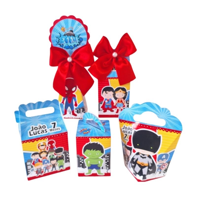 Kit caixinhas Personalizadas, lembrancinhas de festa aniversário MESVERSÁRIO PEGUE E MONTE - Vingadores super heróis cut