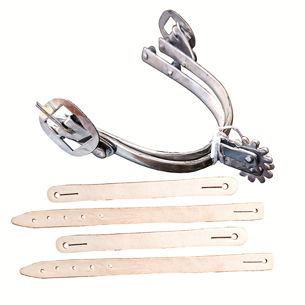 Espora Batida Inox Barata + Correia De Couro Para Cavalgada e Domar Cavalo  - Oferta da fábrica em Oferta na Shopee