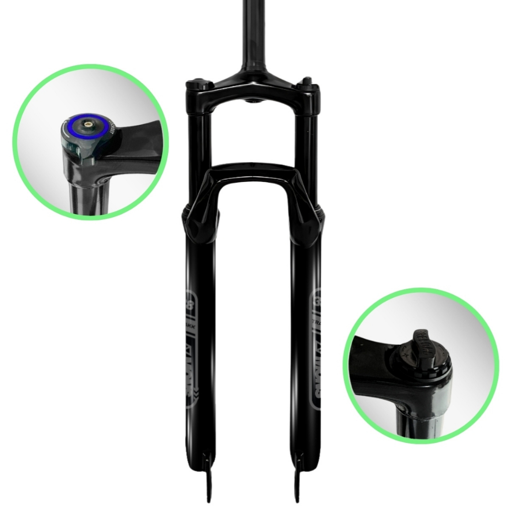 Garfo Suspensão Bike aro 29 Amortecedor Bicicleta Mtb Com Trava e Preload