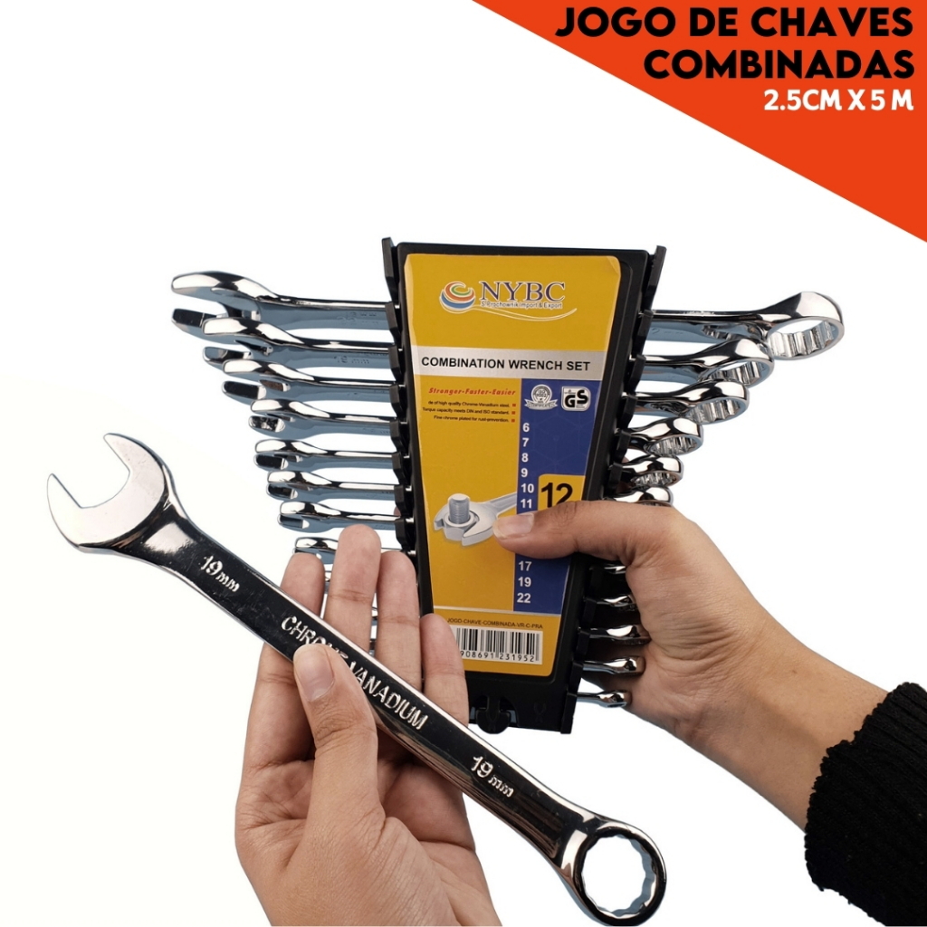Jogo de Chave Combinada Boca Estrela 12 Peças Profissional Aço Cromado em Oferta na Shopee