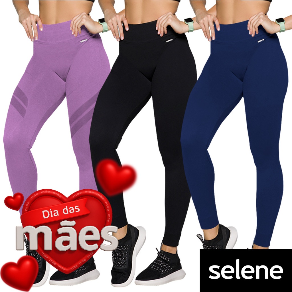 Calça Legging Selene Feminina Grossa Sem Transparência Leg SemCostura Legue Fitness Academia Cintura Alta Leguin CósAlto