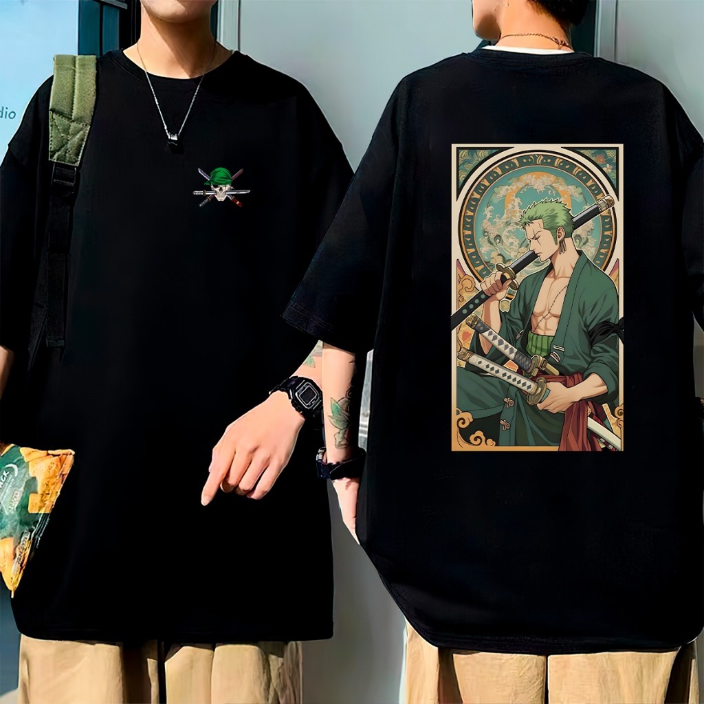 Camiseta Oversized Algodão Anime Mangá Japonês Zoro em Oferta na Shopee