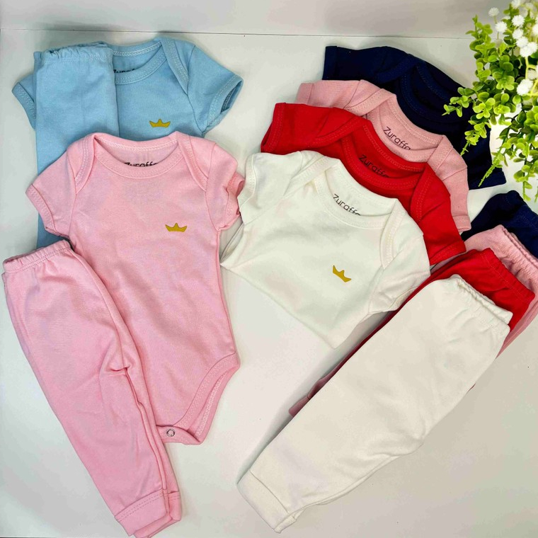 Kit 6 peças Body bebe e Mijao 100% algodão 3 Body e 3 Mijao Sortido Body Infantil Roupa pa...