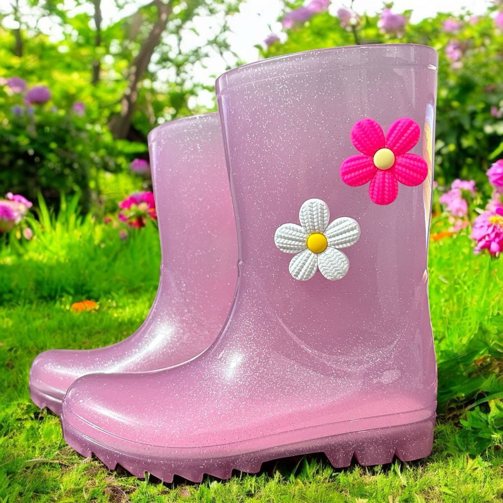 Galocha Infantil Feminina Botinha Flor/Capivara/Raposa Personalizada Cano Alto Confortável Tratorada Kids Moderna Linda