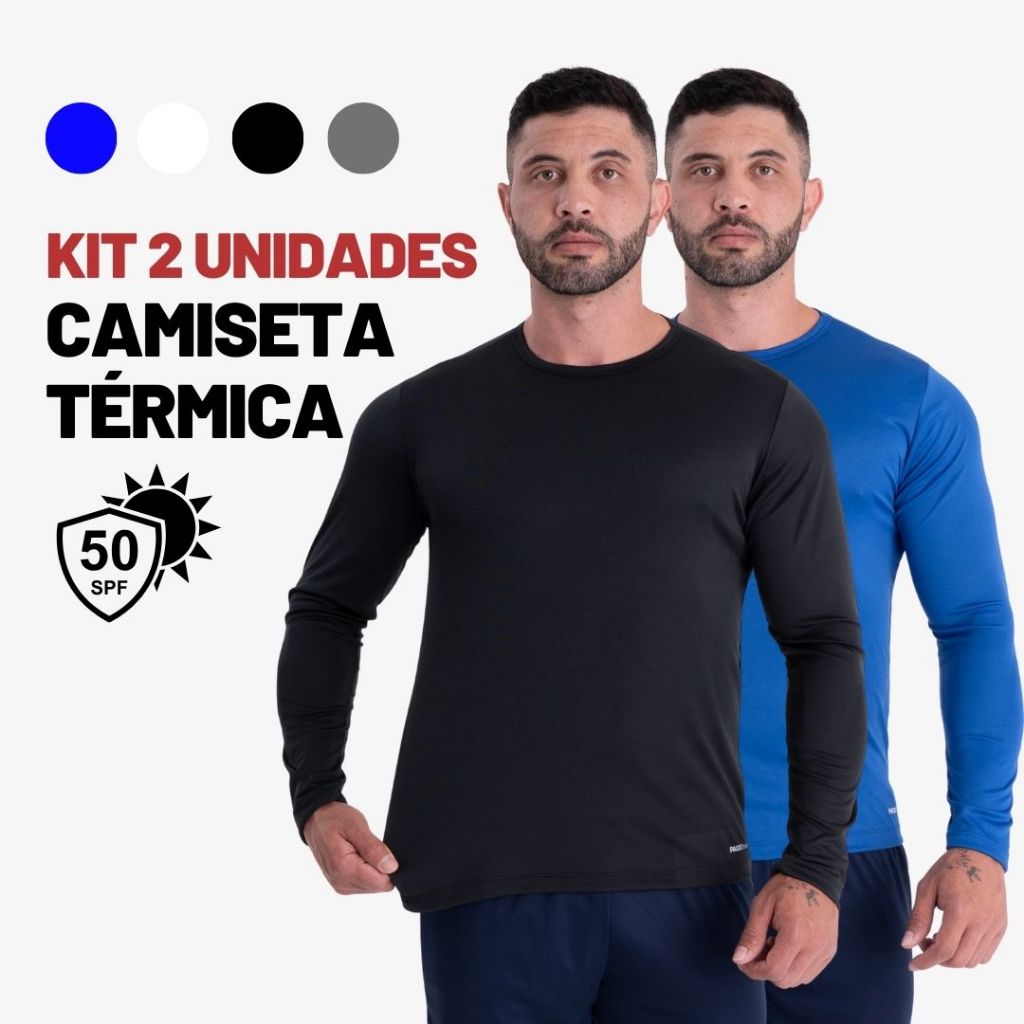 Kit 2 Camiseta Térmica Com Proteção Solar UV 50+ Camisa Manga Longa Masculina Blusa Segunda Pele