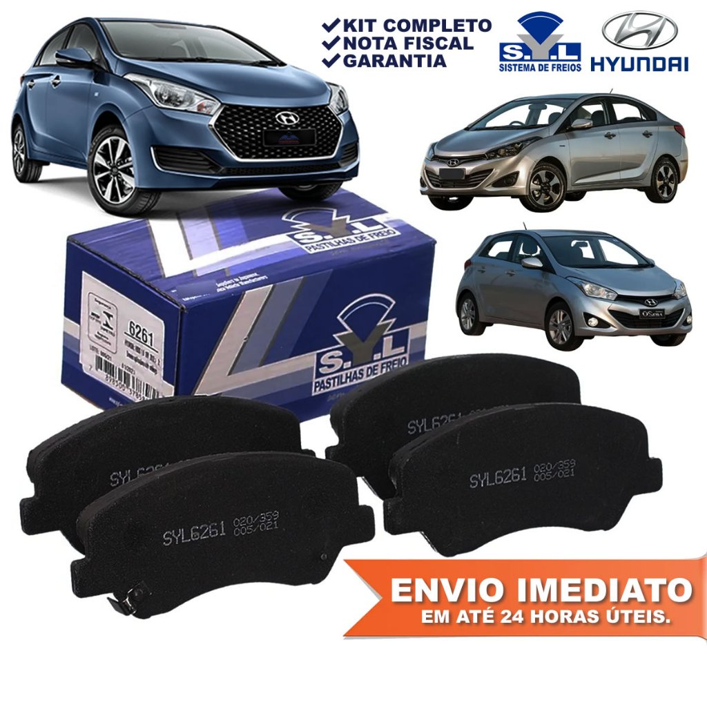 Jogo de Pastilha Dianteira Hyundai Hb20 1.6 Veloster e I30 1.6 Kit Completo Novo SYL com Nota Fiscal em Oferta na Shopee