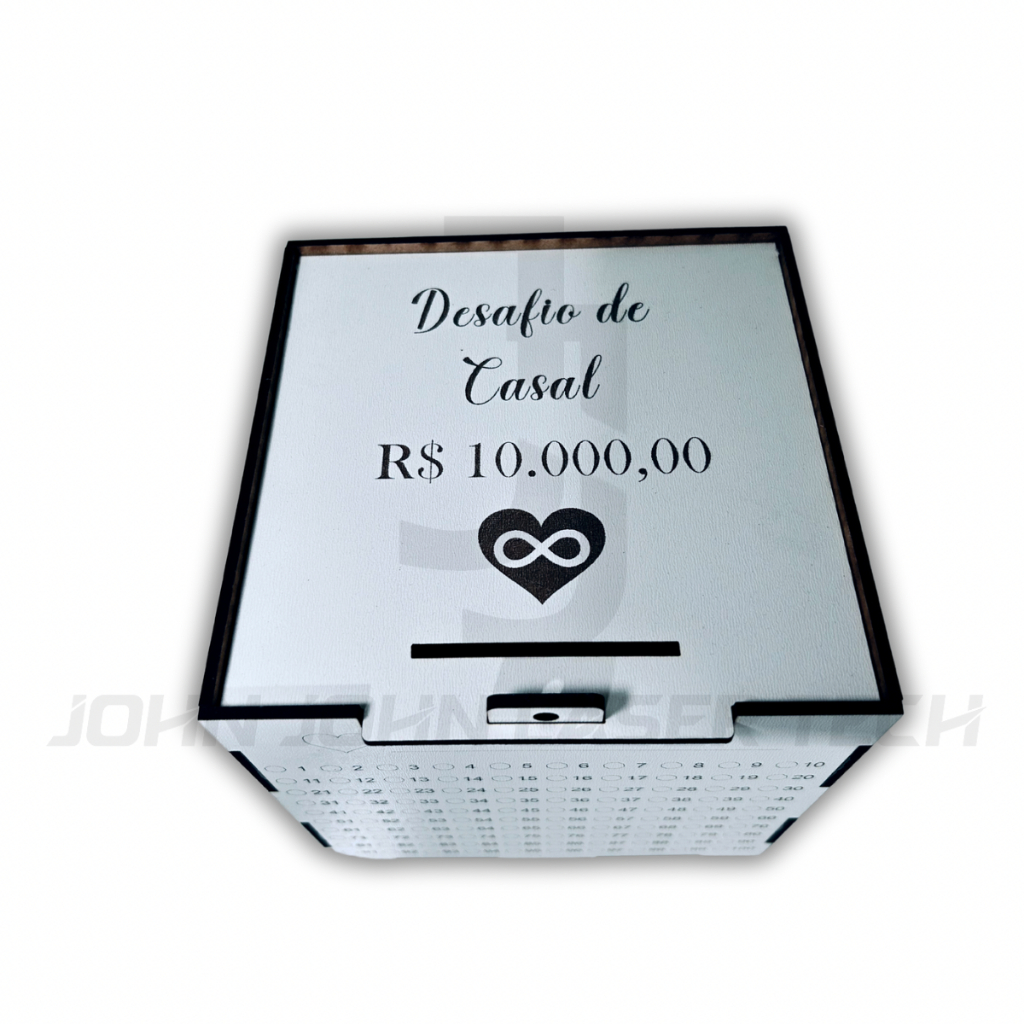 Cofre Desafio De Casal a dois Economizar 10Mil Caixa De Madeira Mdf em Oferta na Shopee