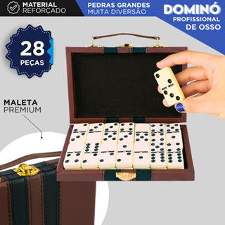 Domino De Osso Profissional - Pedras Grandes-C/Maleta  - 10Mm - C/28 Peças - Mazzal