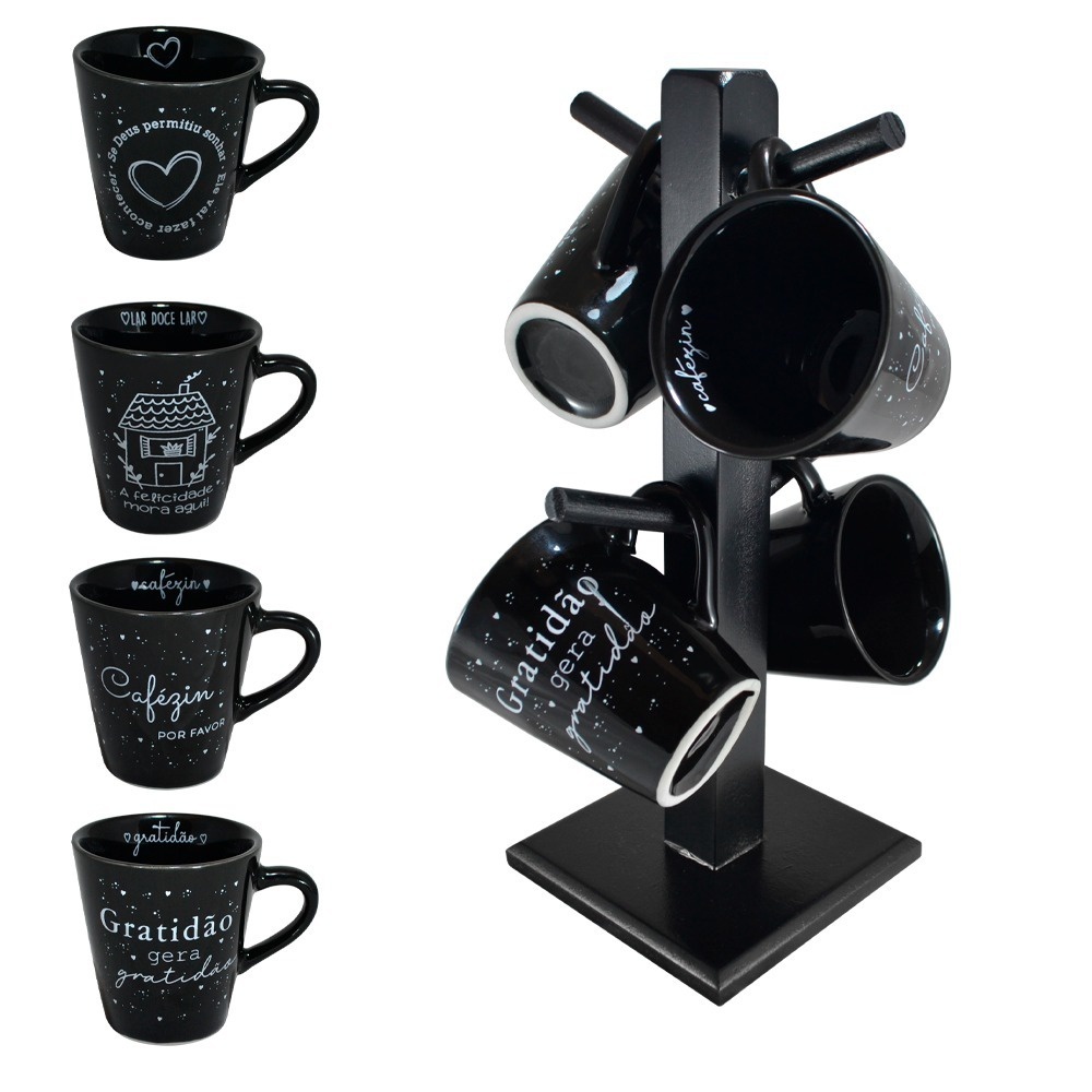Jogo de Xicaras para Cafe Frases Motivacionais Com Suporte Decoração Cozinha em Oferta na Shopee