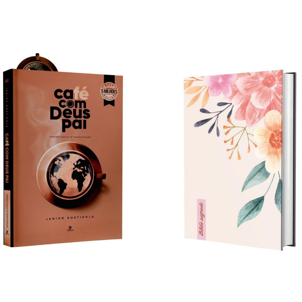 Kit Café com Deus Pai 2025 + Bíblia Sagrada NVI | Capa Dura | Floral - Books & Magazines