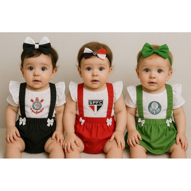 Romper / Vestido Temático De Time Corinthians Santos Palmeiras Sao paulo Temático Mesversário Body Vestidinho Bebê em Oferta na Shopee