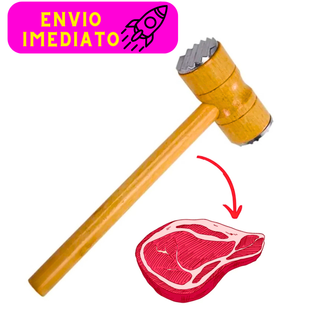 Martelo Maciço Amaciador de Carne Batedor de Madeira e Alumínio Excelente Resistencia e Durabilidade
