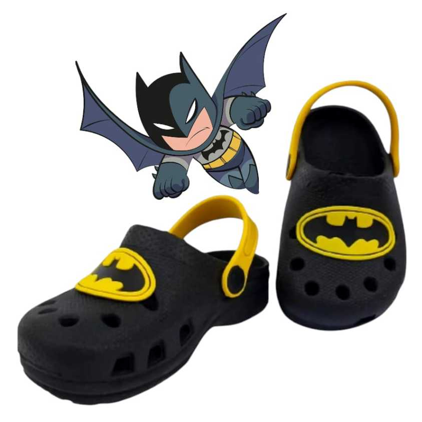 Babuche Sandália Infantil Premium Heróis Leve Macio Batman Piscina Praia Escola Anatômico Menino