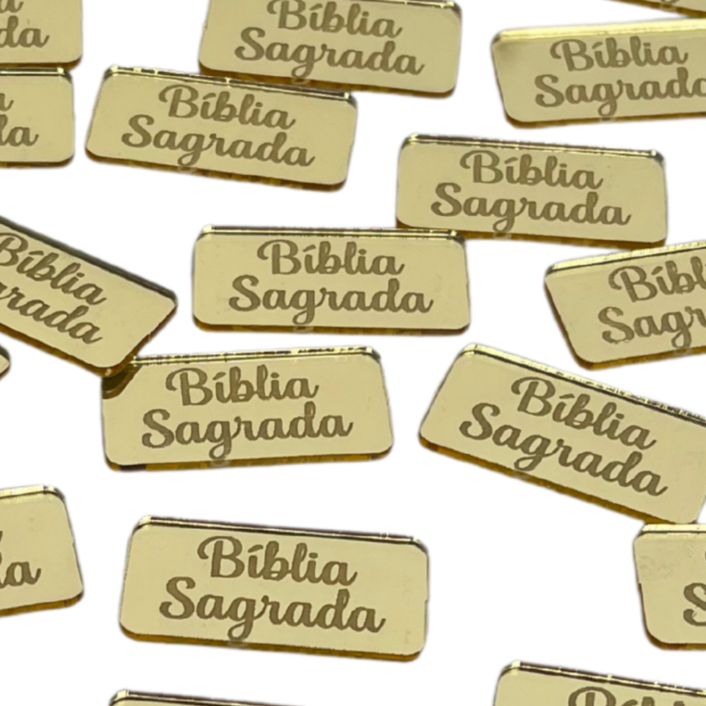 Aplique BÍBLIA SAGRADA Acrílico Espelhado ETIQUETA PLAQUINHA