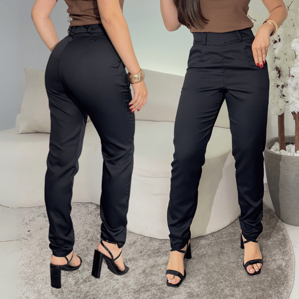 Calça Social Alfaiataria Feminina Estilosa Cintura Alta Com Bolsos e Passante Moda Luxo em Oferta na Shopee