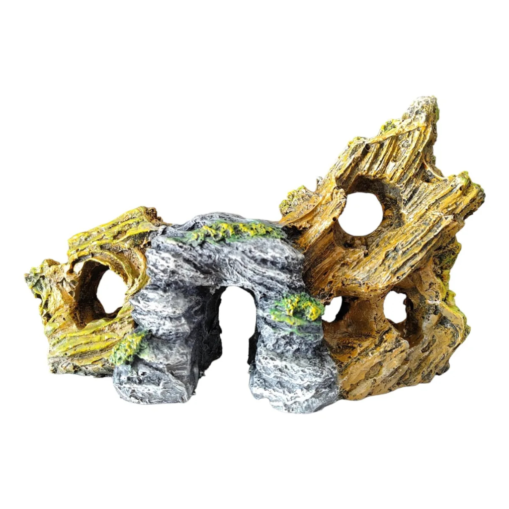 Enfeite Ornamento Gruta Tronco Agua Doce Caverna Toca Esconderijo Peixe Rochas Decoração Decorativo Rocha Pedra Montanha