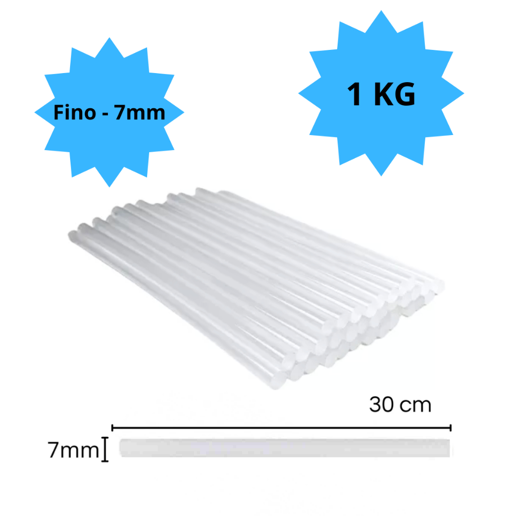 Bastão de Cola Quente 1 KG Refil Fina Transparente 7mm 30cm pacote com 1 kg em Oferta na Shopee
