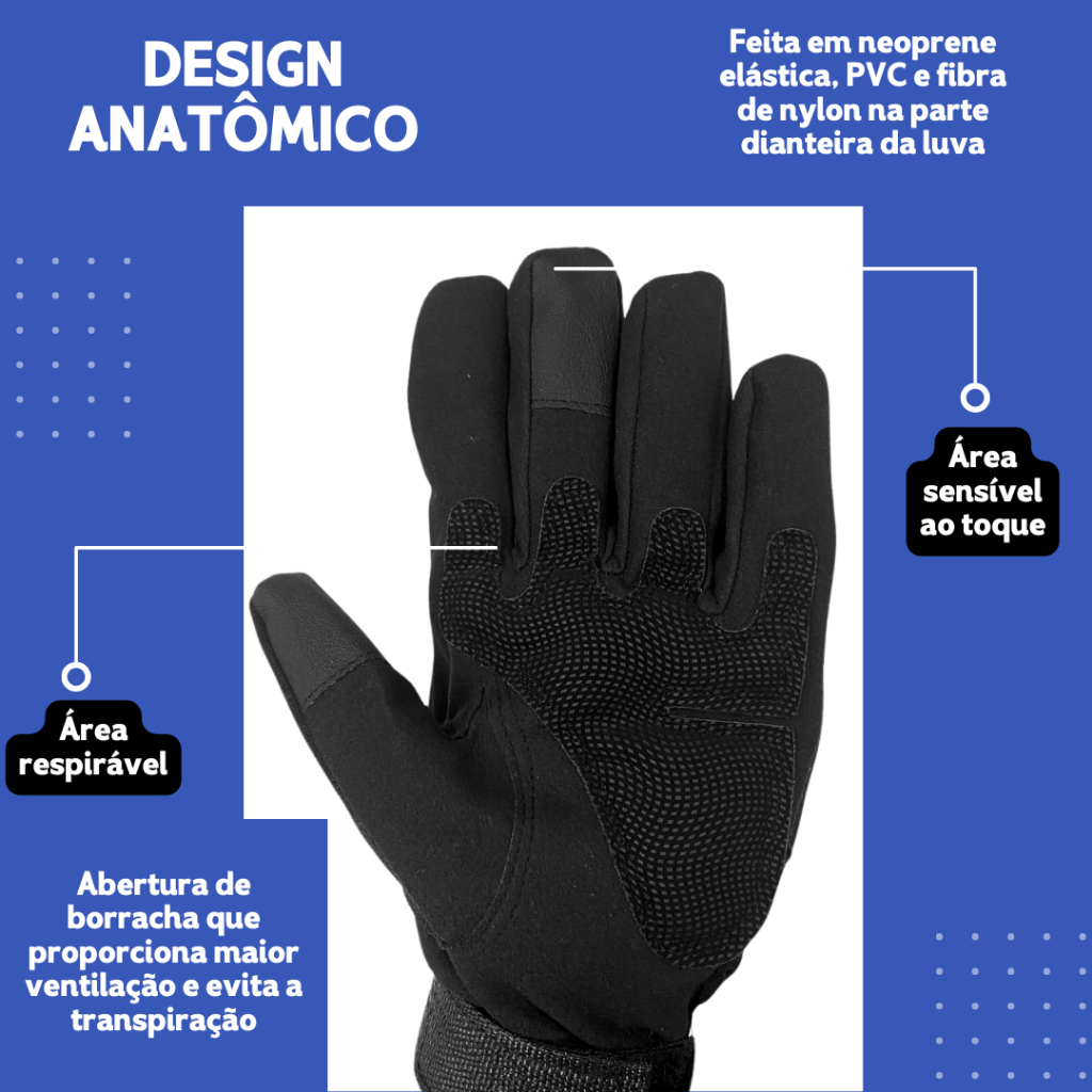Luva Tática Dedo Inteiro Proteção Reforçada Para Moto e Trabalho Pesado Alta Resistência - SHEFA