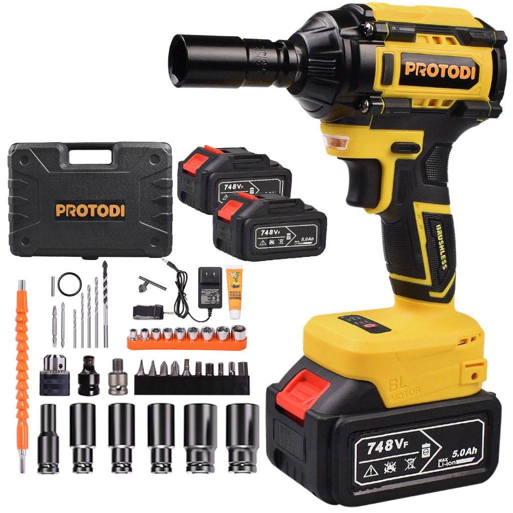 Chave De Impacto 650NM Sem Fio Parafusadeira Furadeira 2 5000mAh Bat 21v 800W Kit com 45 Acessórios
