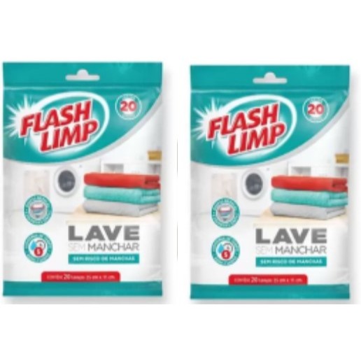 LAVE SEM MANCHAR - 2 UNIDADES - 20 PANOS CADA FLASHLIMP em Oferta na Shopee