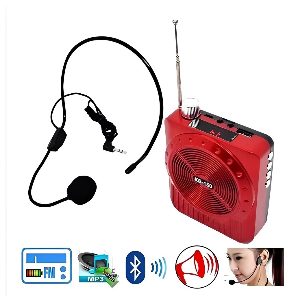 Megafone Amplificador Voz Microfone Professor Palestras Portátil Grava Voz FM/TF/USB/MP3 Display led em Oferta na Shopee